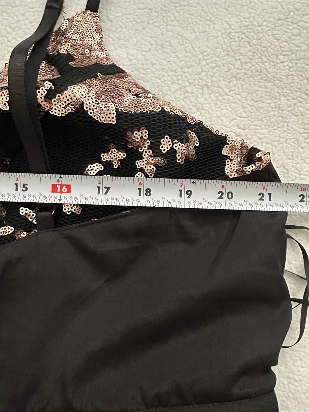 Fashion Nova Farrah fit and flare mini Dress with Rose Gold Sequin Floral 2X - Picture 11 of 15